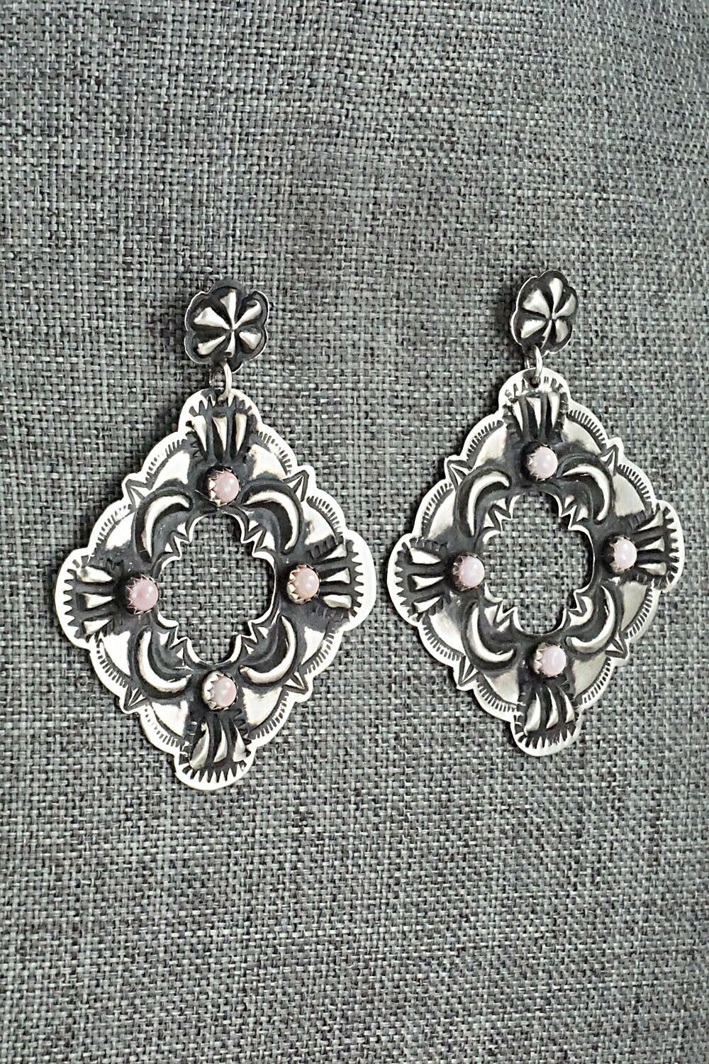 Pink Conch Shell & Sterling Silver Earrings - Leander Tahe