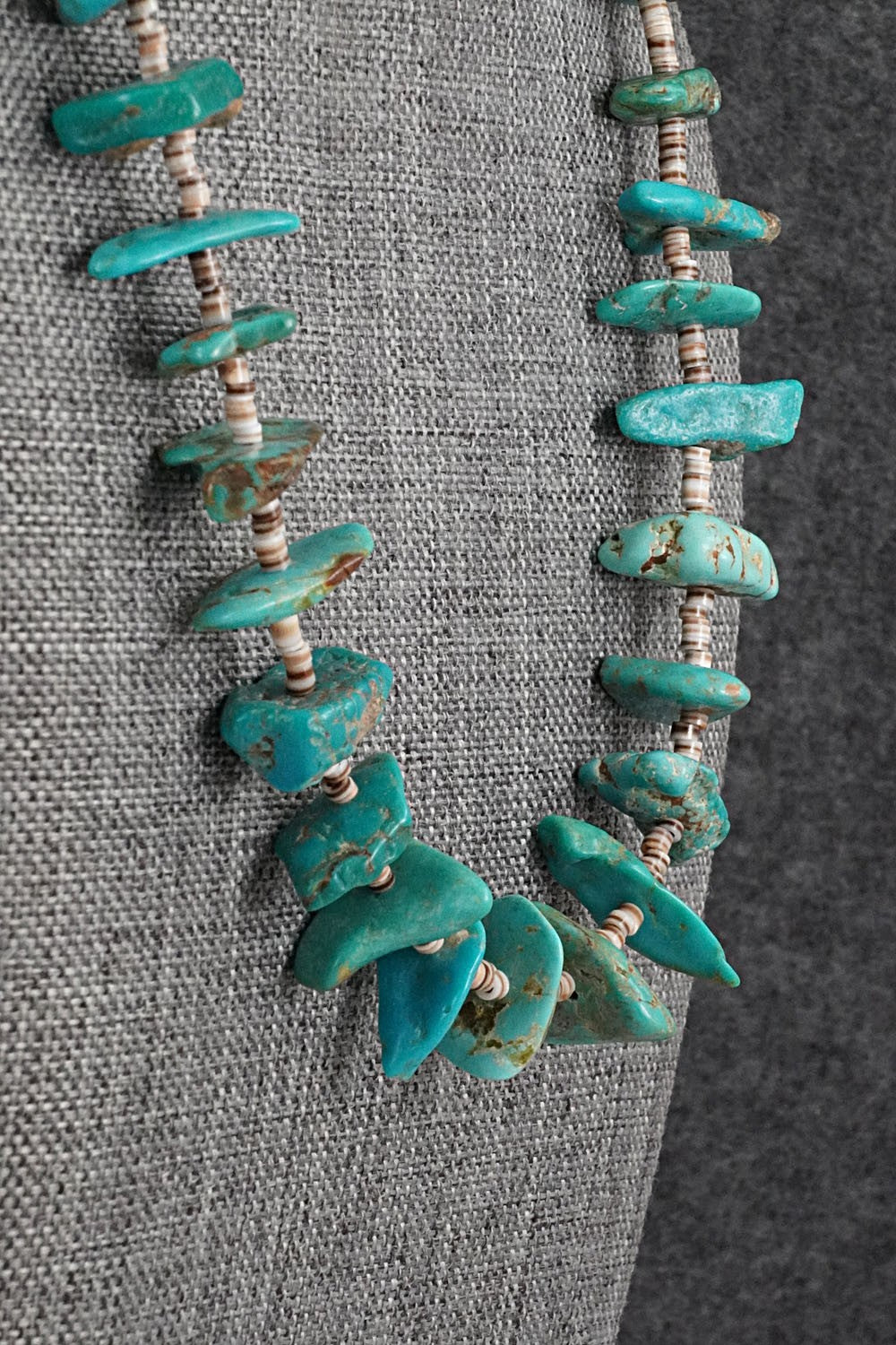 Turquoise, Shell & Sterling Silver Necklace 19" - Helen Tsosie