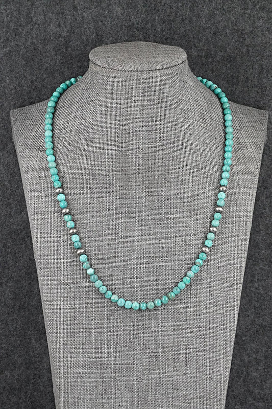 Turquoise & Sterling Silver Necklace 18" - Doreen Jake