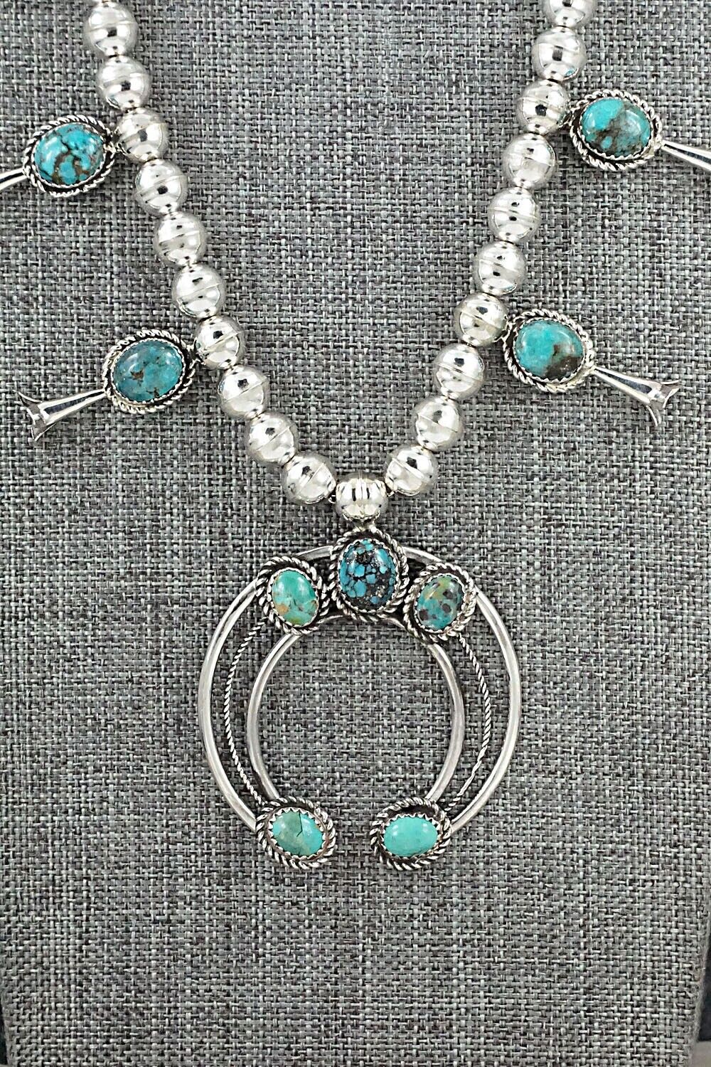 Turquoise & Sterling Silver Squash Blossom Necklace - Phil Garcia