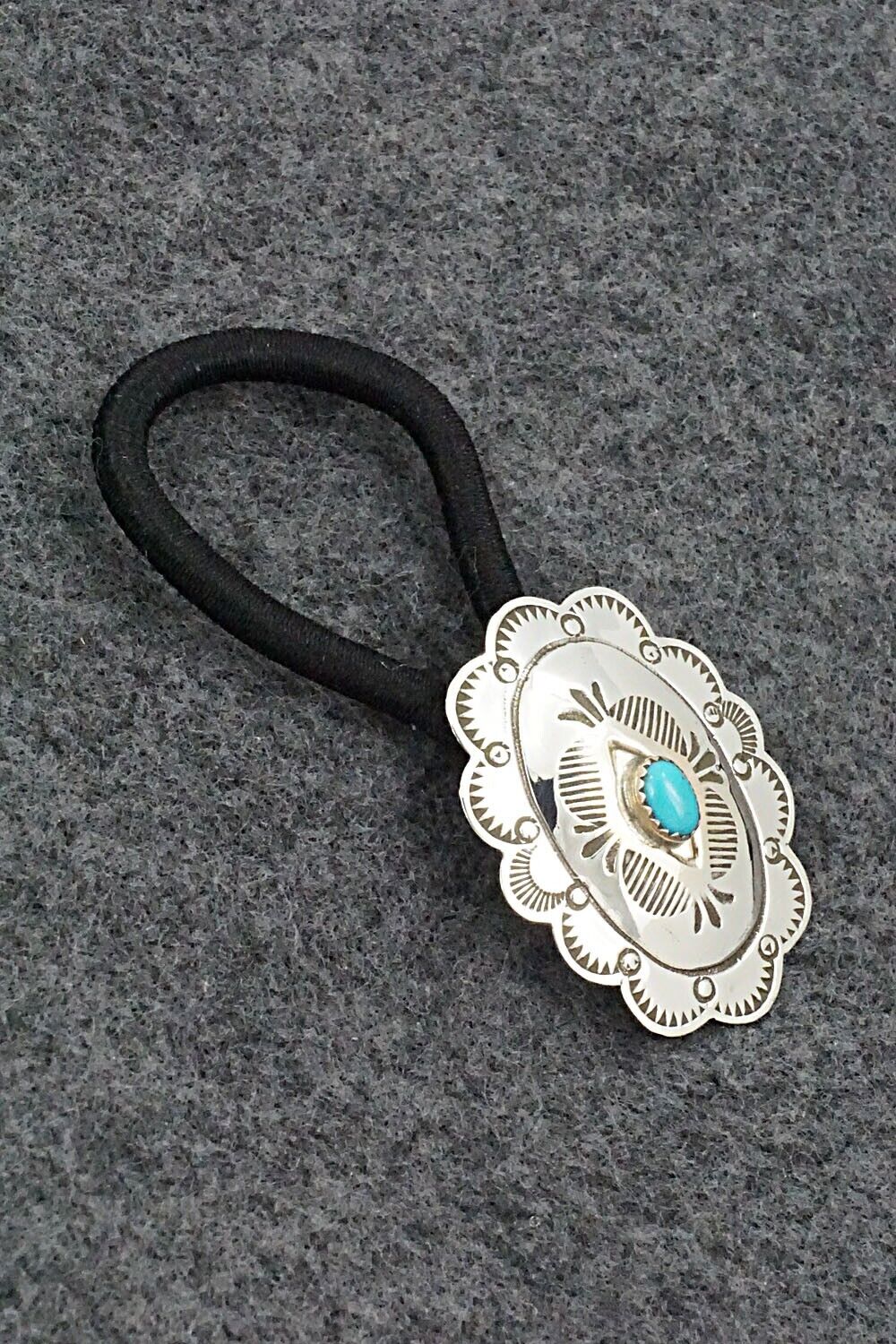 Turquoise & Sterling Silver Hair Tie - Bertha Begay