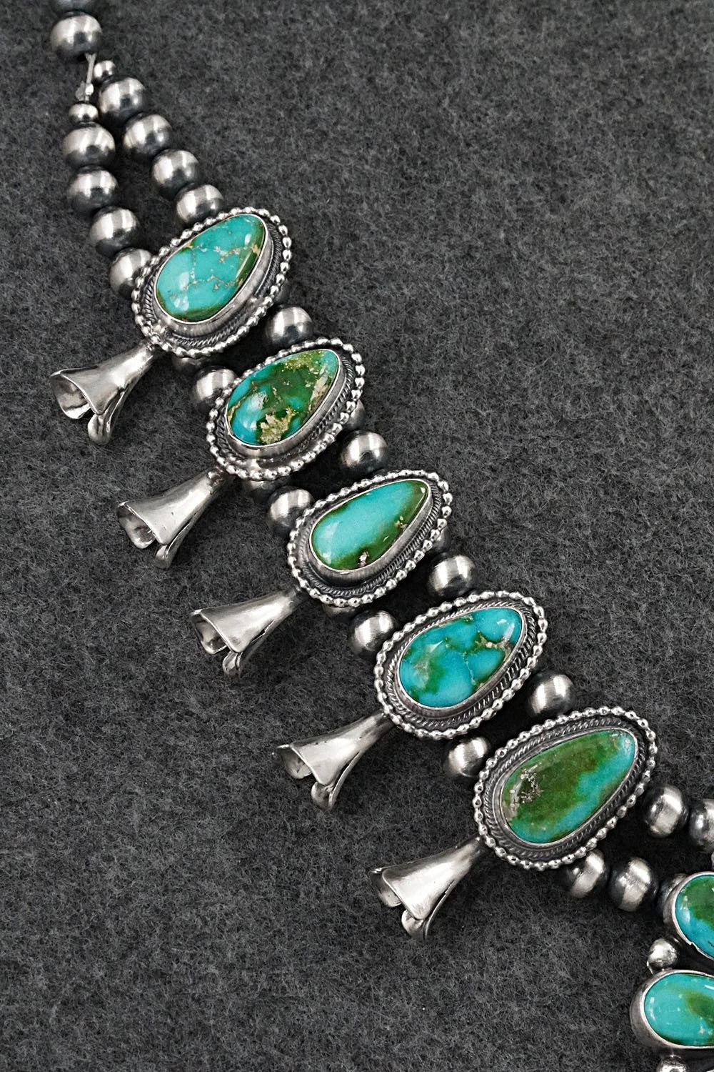 Turquoise & Sterling Silver Squash Blossom Set - Darrin Livingston