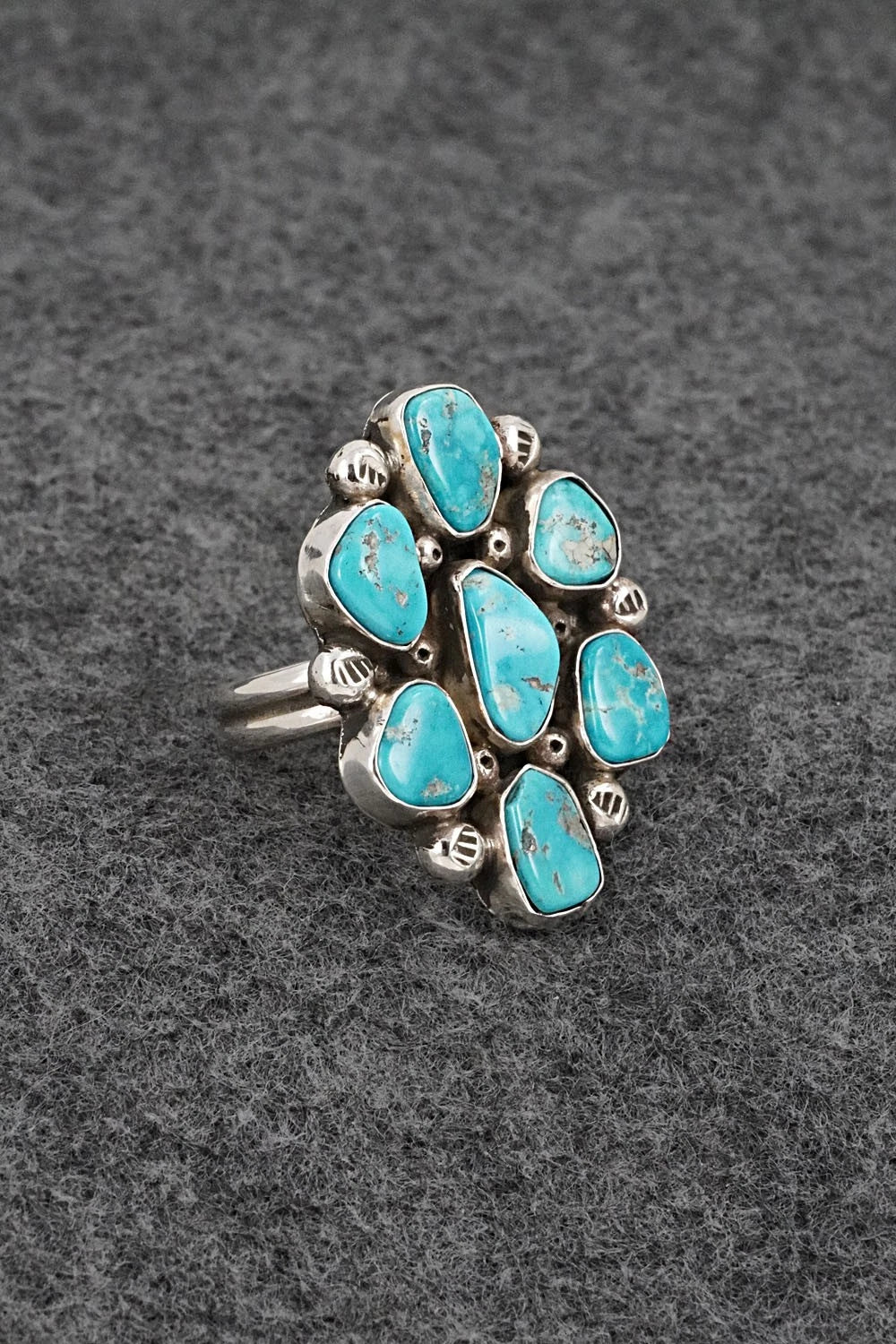 Turquoise & Sterling Silver Ring - Priscilla Reeder - Size 7.5