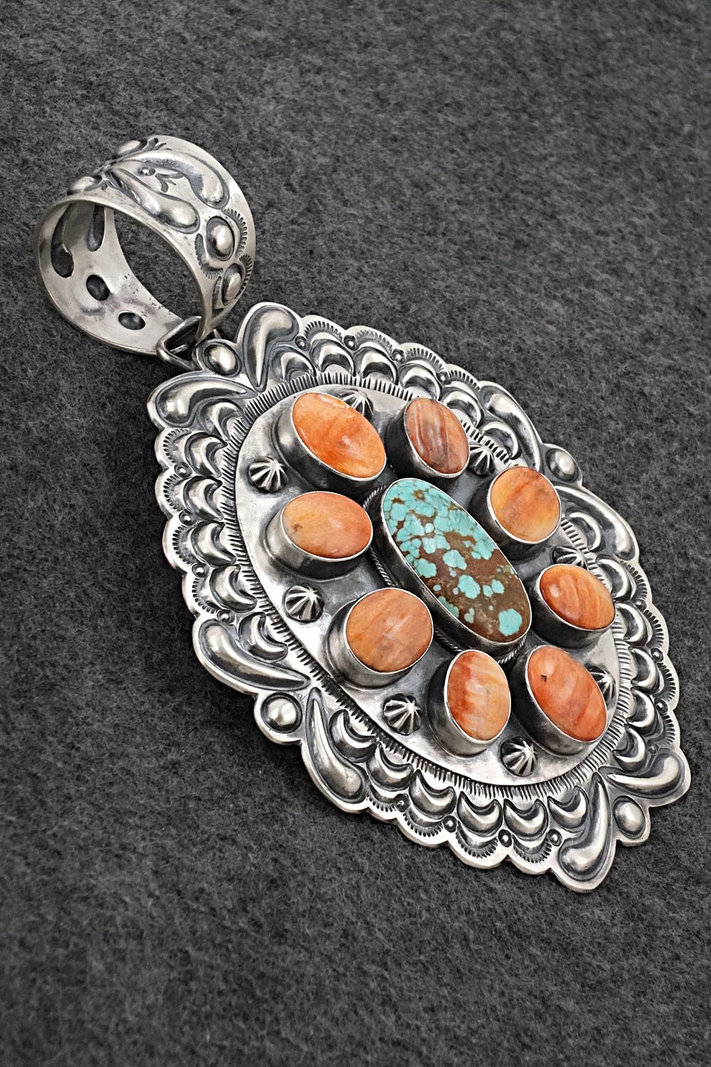 Turquoise, Spiny Oyster & Sterling Silver Pendant - Randy Boyd