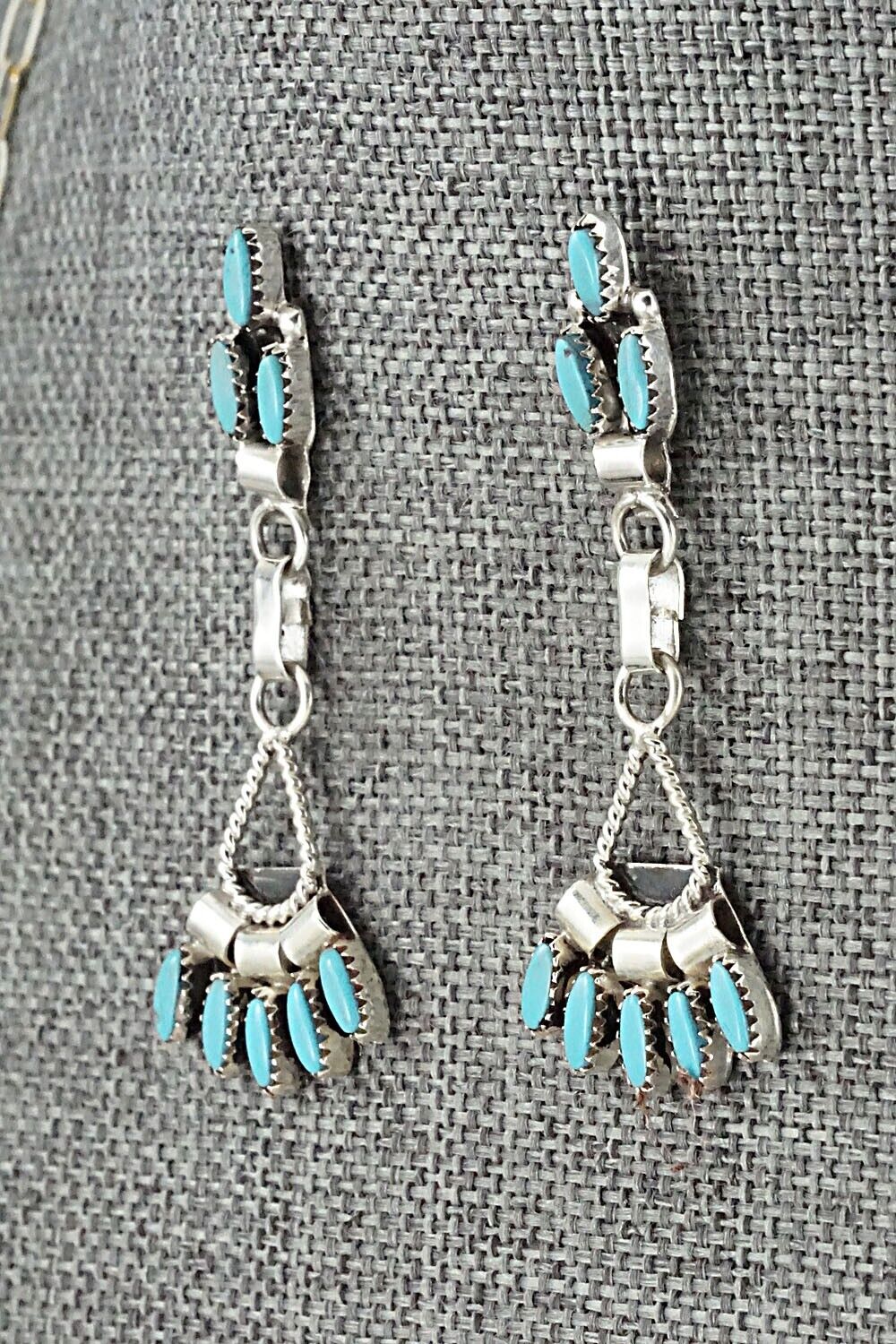 Turquoise & Sterling Silver Necklace and Earrings Set - Evonne Hustito