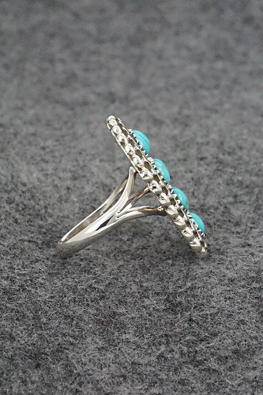 Turquoise & Sterling Silver Ring - Kenny Lonjose - Size 7.75