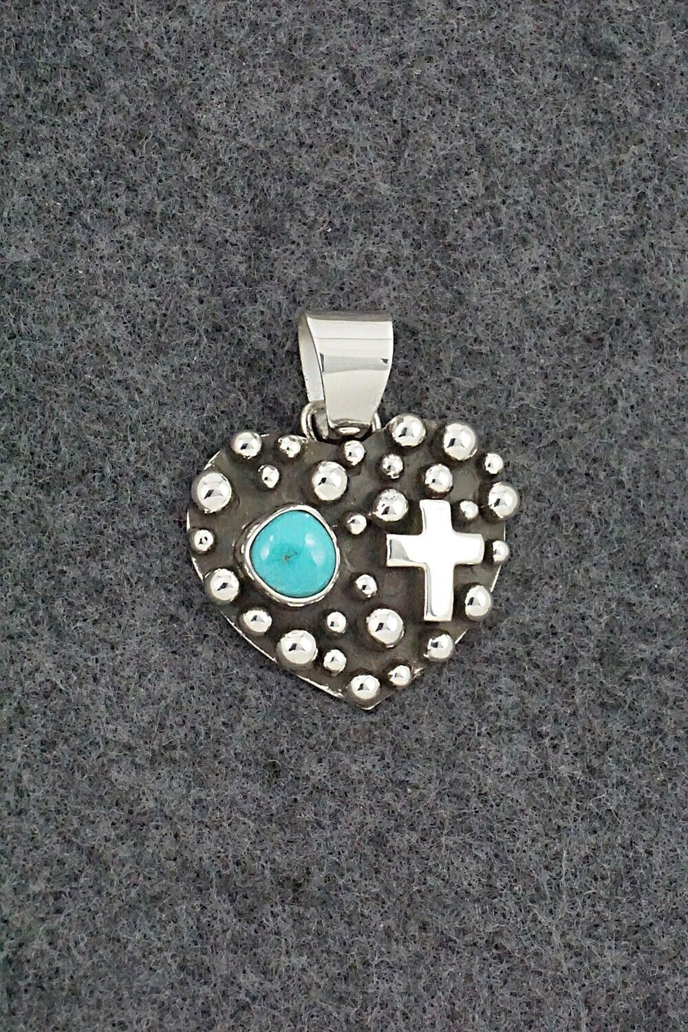 Turquoise & Sterling Silver Pendant - Raymond Coriz
