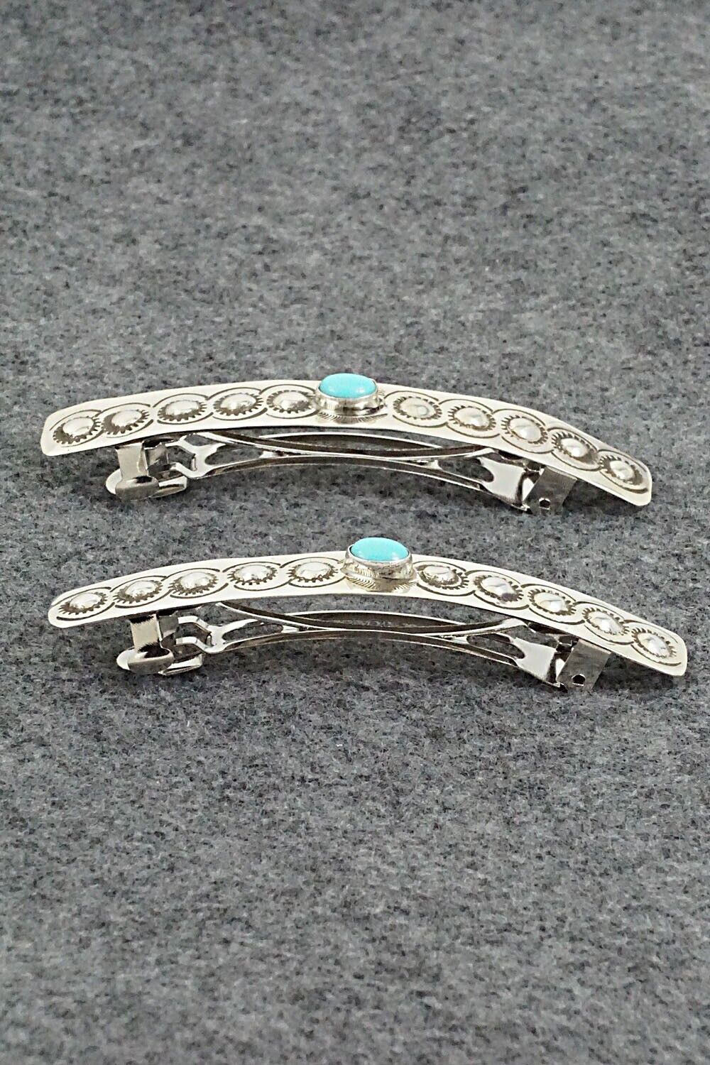 Turquoise & Sterling Silver Hair Barrettes - Jennie Blackgoat