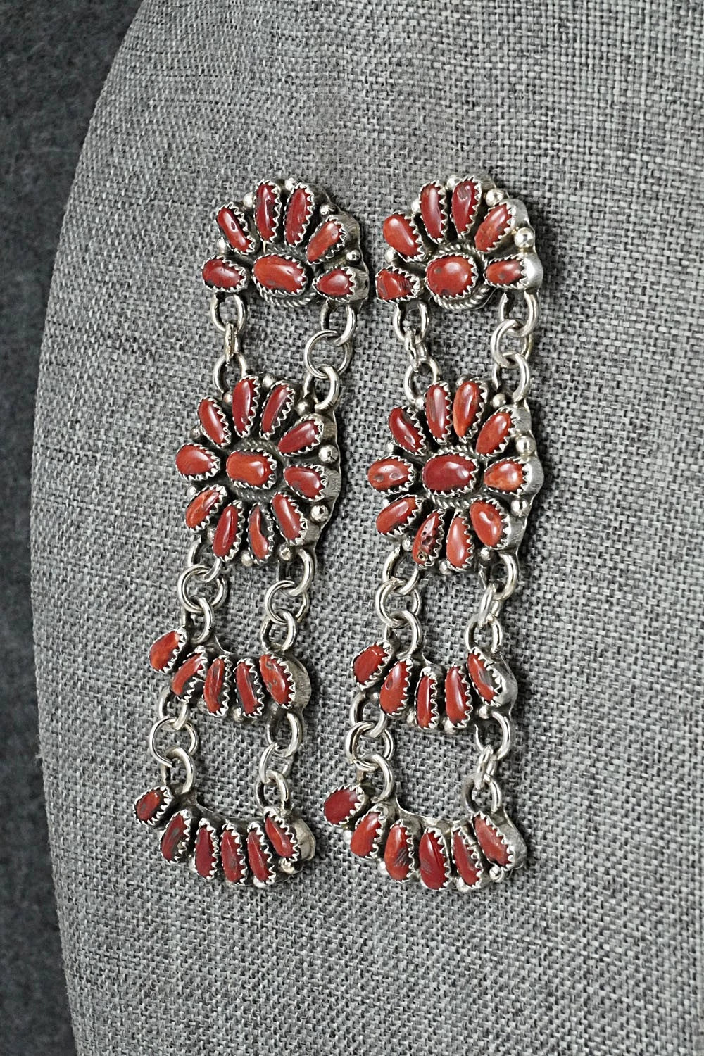 Coral & Sterling Silver Earrings - Justina Wilson