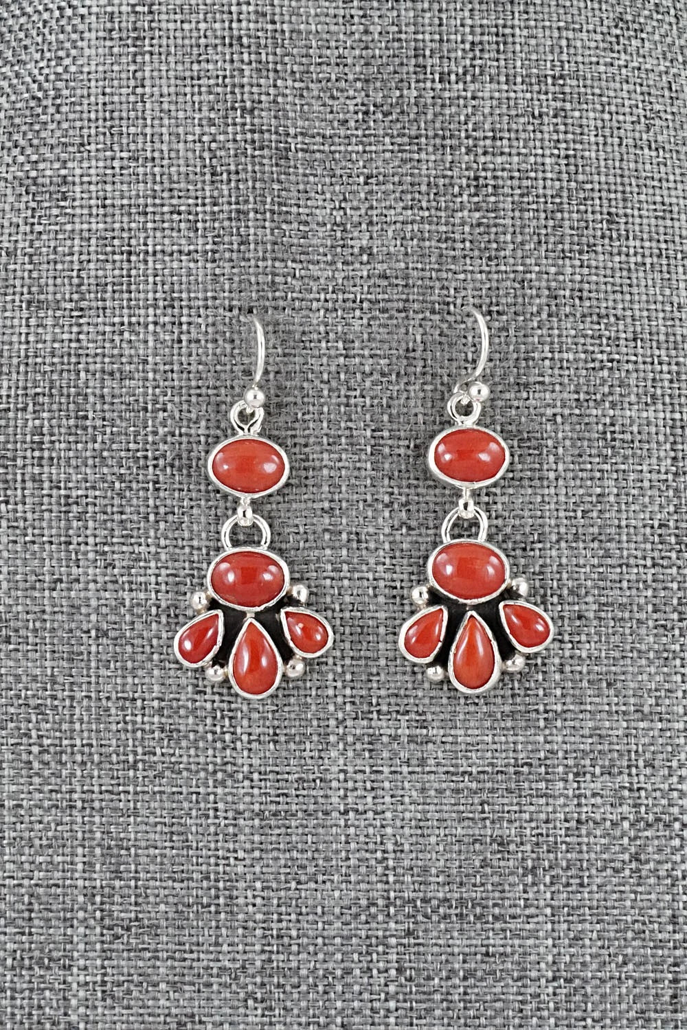 Coral & Sterling Silver Earrings