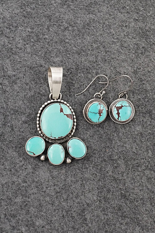 Turquoise & Sterling Silver Pendant and Earrings Set - Bobby Johnson