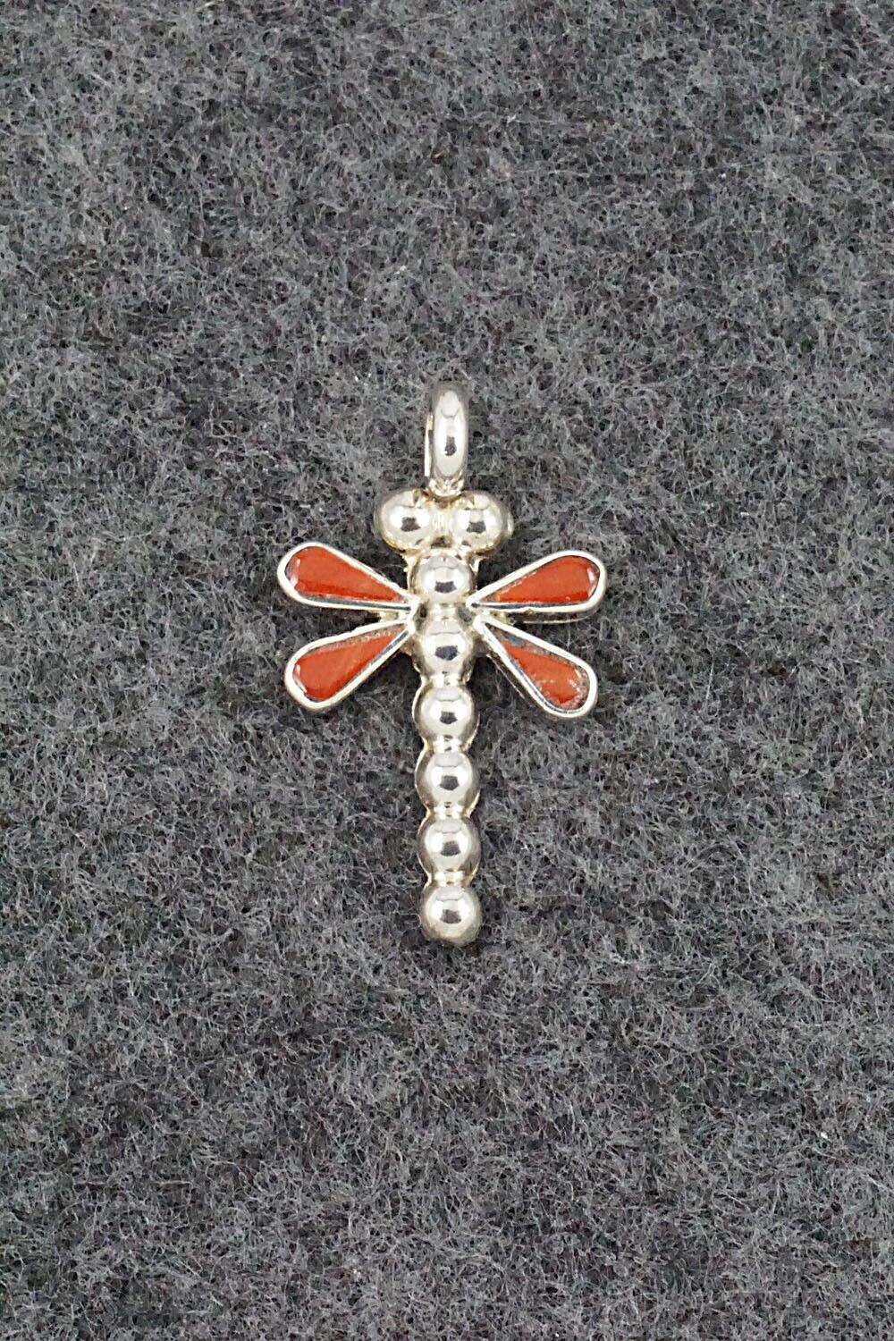 Coral & Sterling Silver Pendant - Erlene Edaakie