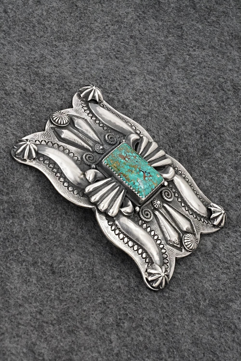 Turquoise & Sterling Silver Belt Buckle - Delbert Gordon