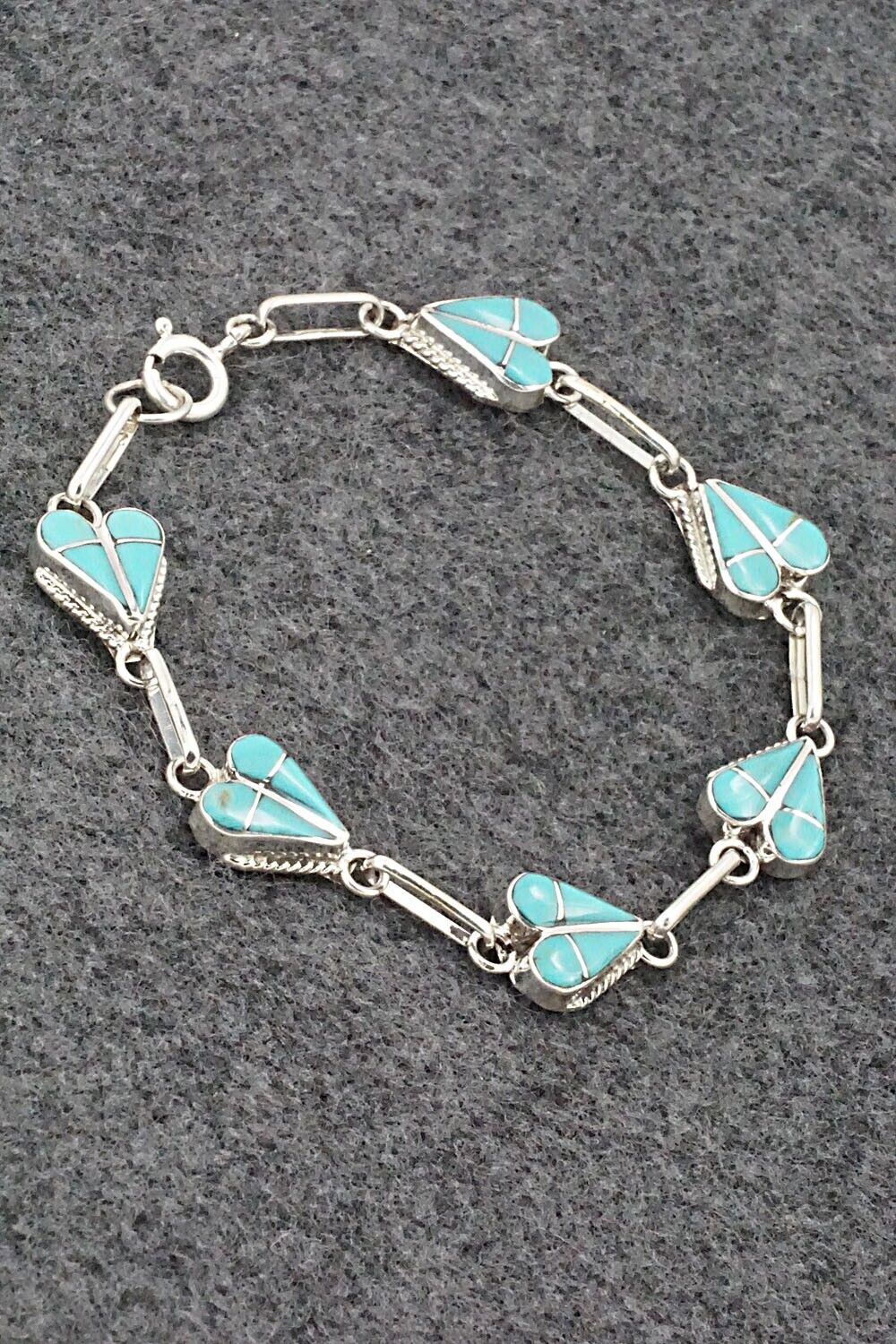 Turquoise & Sterling Silver Link Bracelet - Velda Nastacio