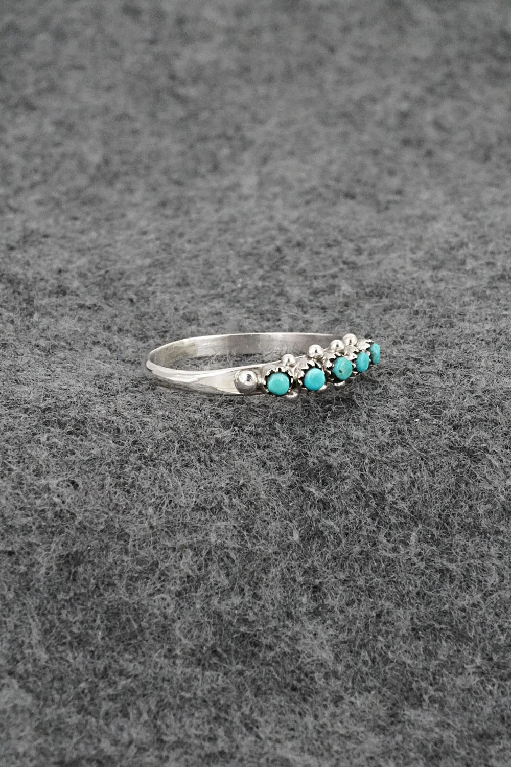 Turquoise & Sterling Silver Ring - April Haloo - Size 8.5