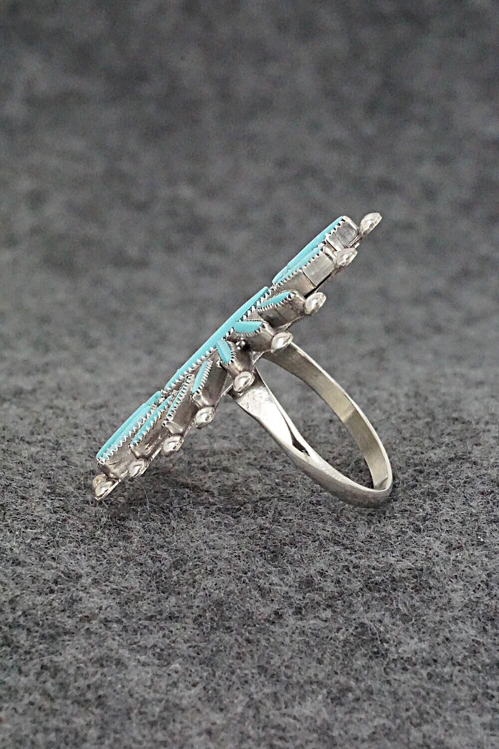 Turquoise & Sterling Silver Ring - Lance & Cordelia Waatsa - Size 9