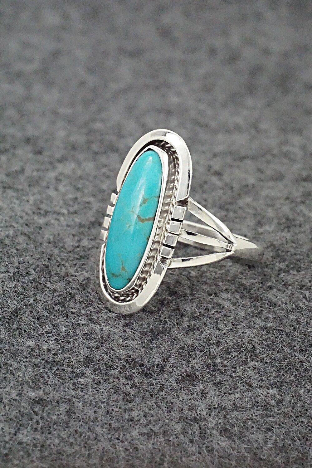 Turquoise & Sterling Silver Ring - Samuel Yellowhair - Size 7.75