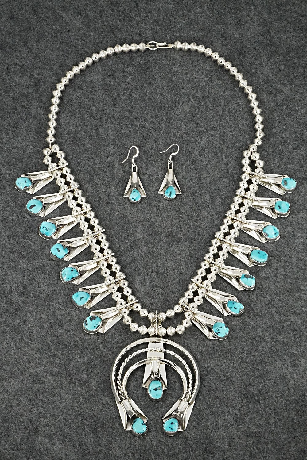 Turquoise & Sterling Silver Squash Blossom Set - Louise Yazzie