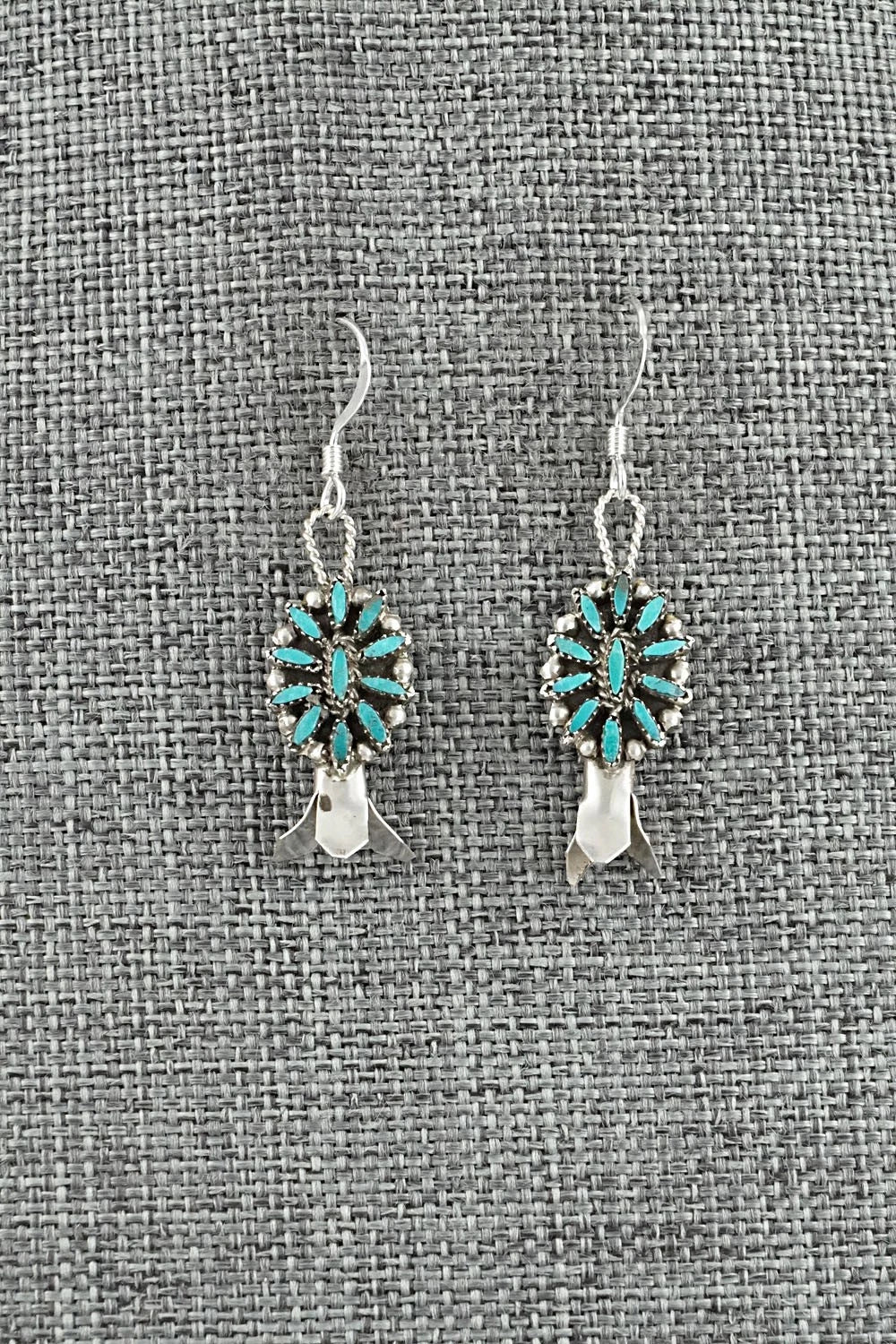 Turquoise & Sterling Silver Mini Squash Blossom Set - Lorena Peina