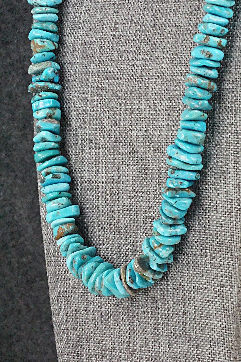 Turquoise & Sterling Silver Necklace 26" - Doreen Jake