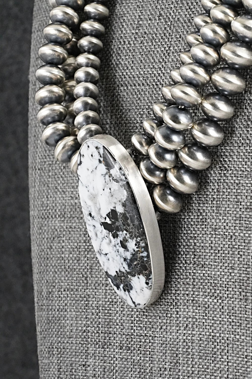 White Buffalo & Sterling Silver Navajo Pearl Necklace - Gruber & Halwood