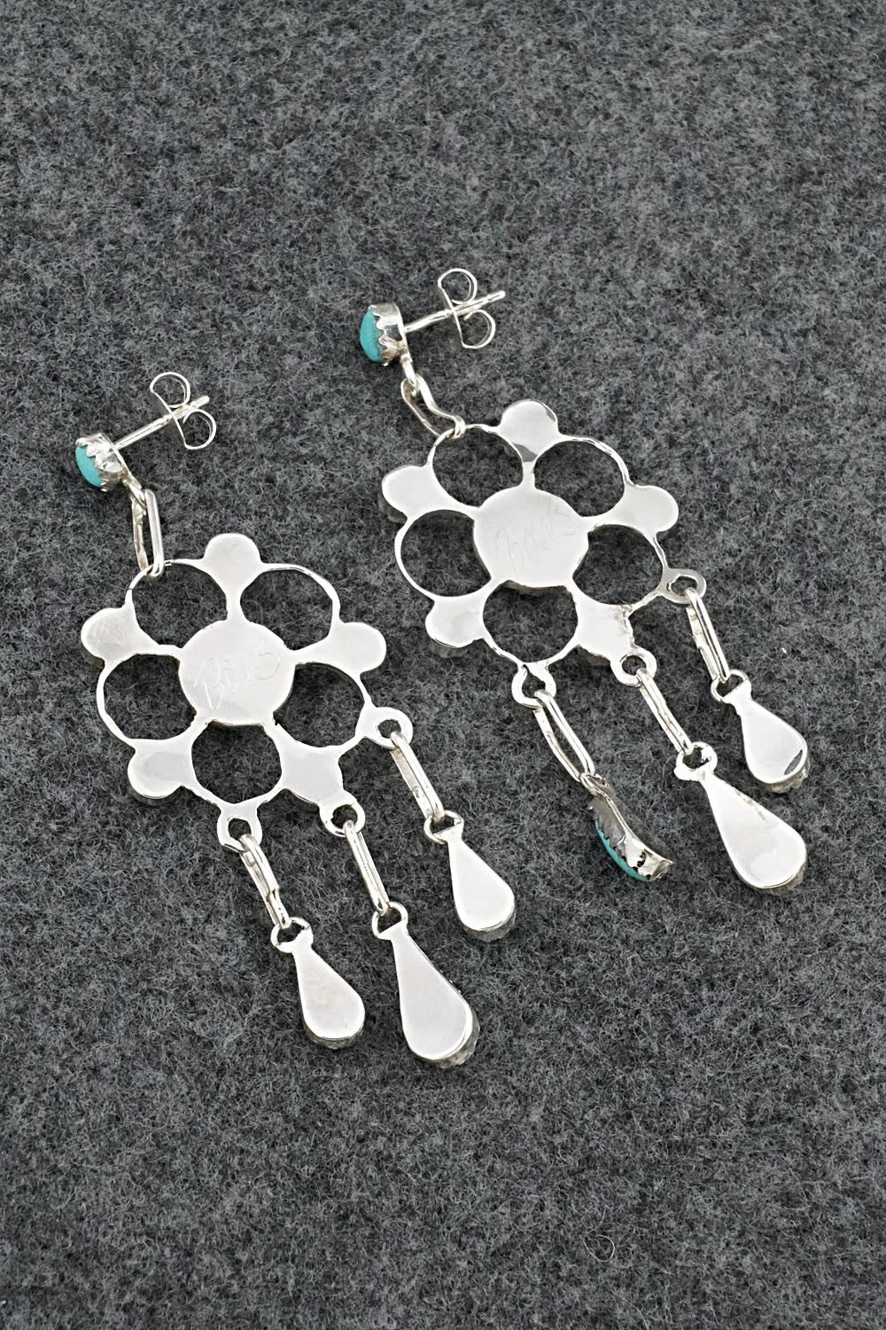 Turquoise & Sterling Silver Earrings - Vivianita Booqua