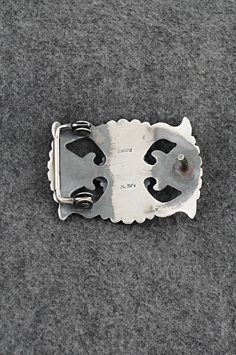 Turquoise & Sterling Silver Belt Buckle - Harrison Bitsue
