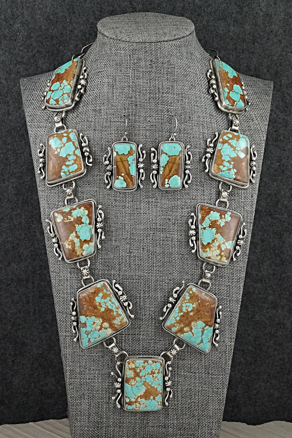 Turquoise & Sterling Silver Necklace and Earrings Set - Kathleen Livingston
