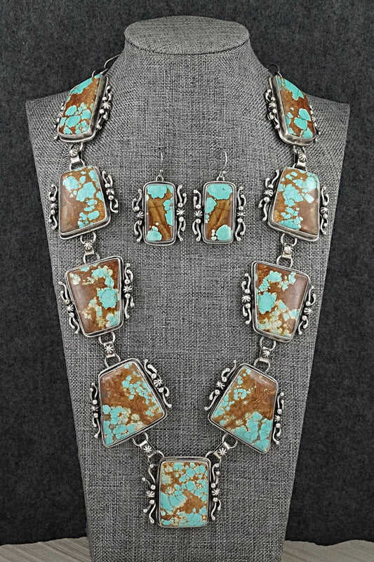 Turquoise & Sterling Silver Necklace and Earrings Set - Kathleen Livingston