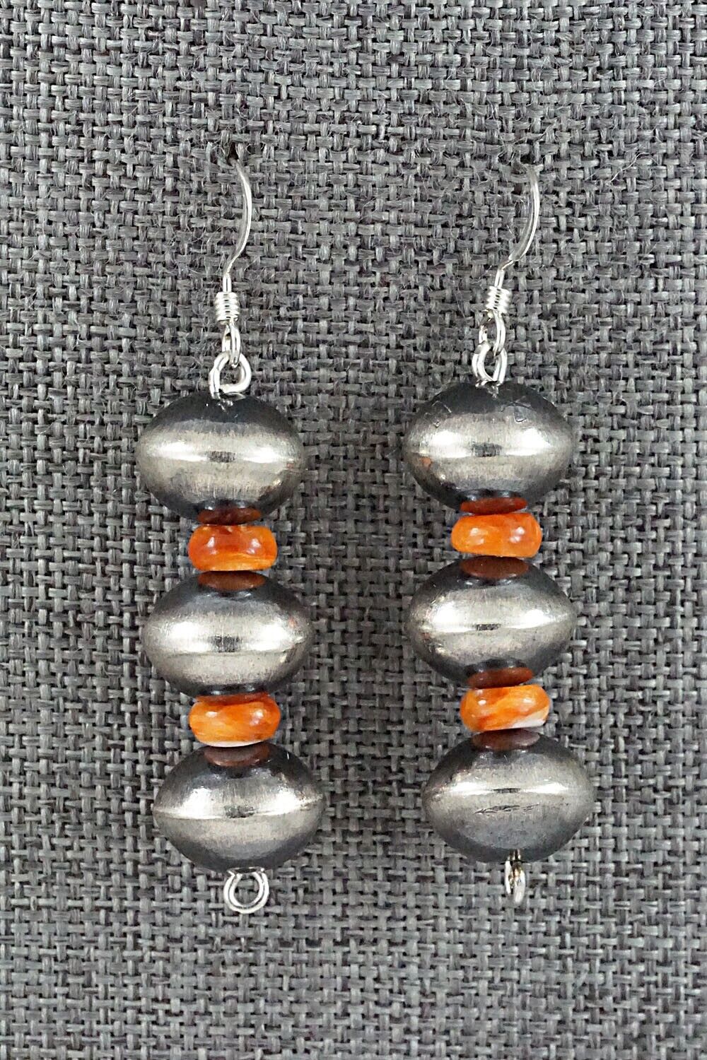 Spiny Oyster & Sterling Silver Navajo Pearl Earrings - Presley Haley