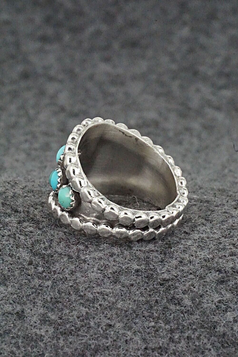 Turquoise & Sterling Silver Ring - Kenny Lonjose - Size 9