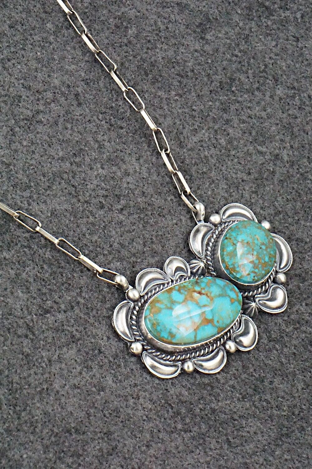 Turquoise & Sterling Silver Necklace - Raymond Delgarito