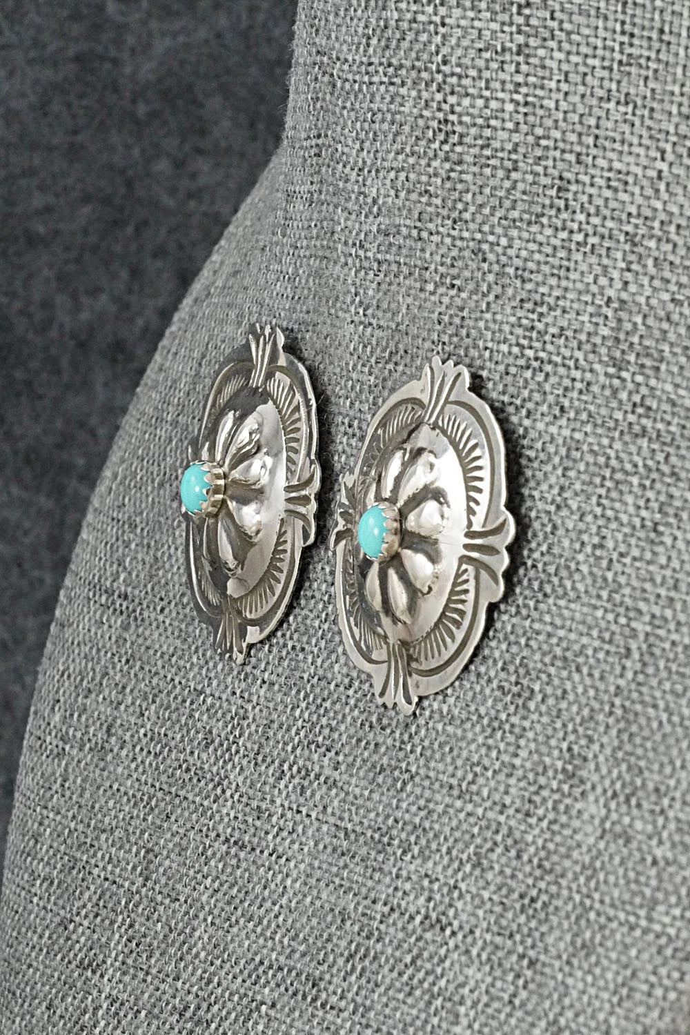 Turquoise & Sterling Silver Earrings - Charlotte Blackgoat