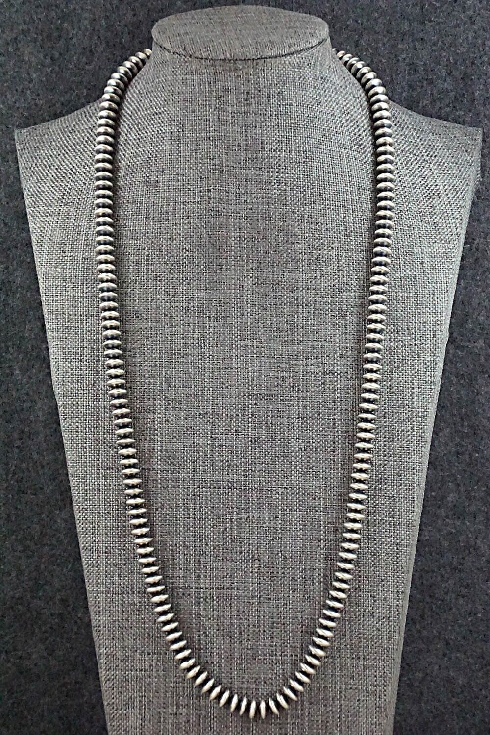 Sterling Silver Navajo Pearl Necklace 24" - Dorinda Mariano