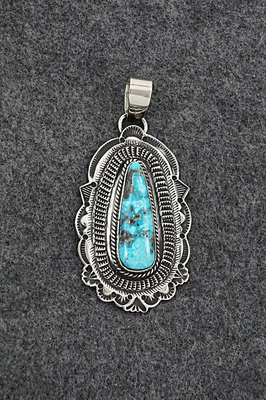 Turquoise & Sterling Silver Pendant - Leonard Maloney