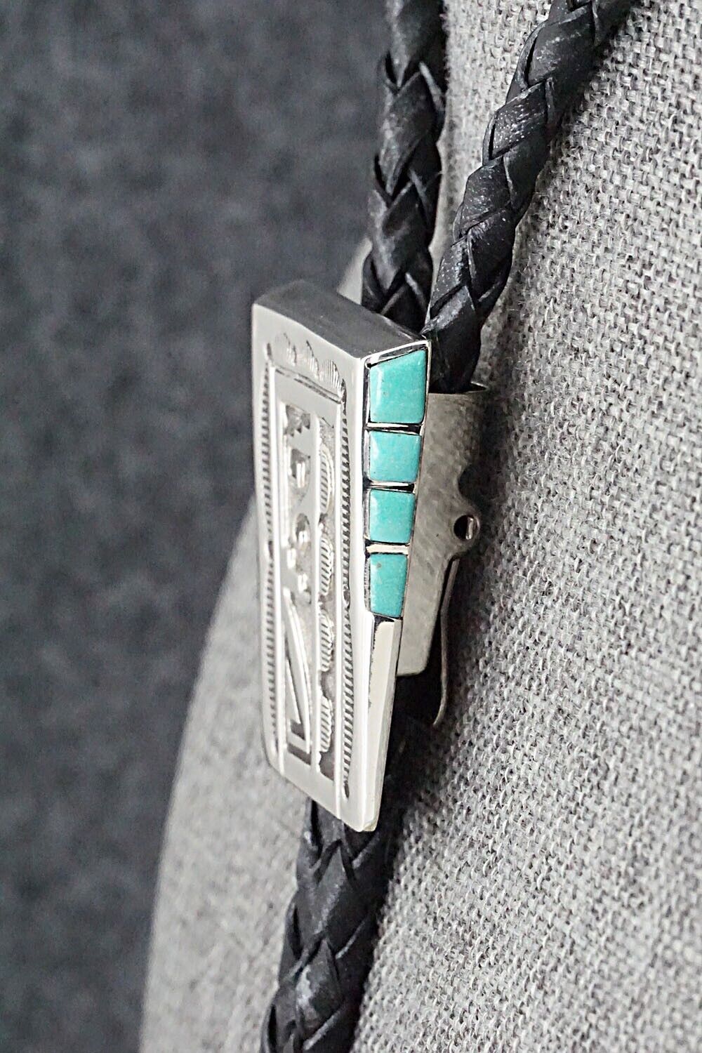 Turquoise & Sterling Silver Bolo Tie - Leonard Jim