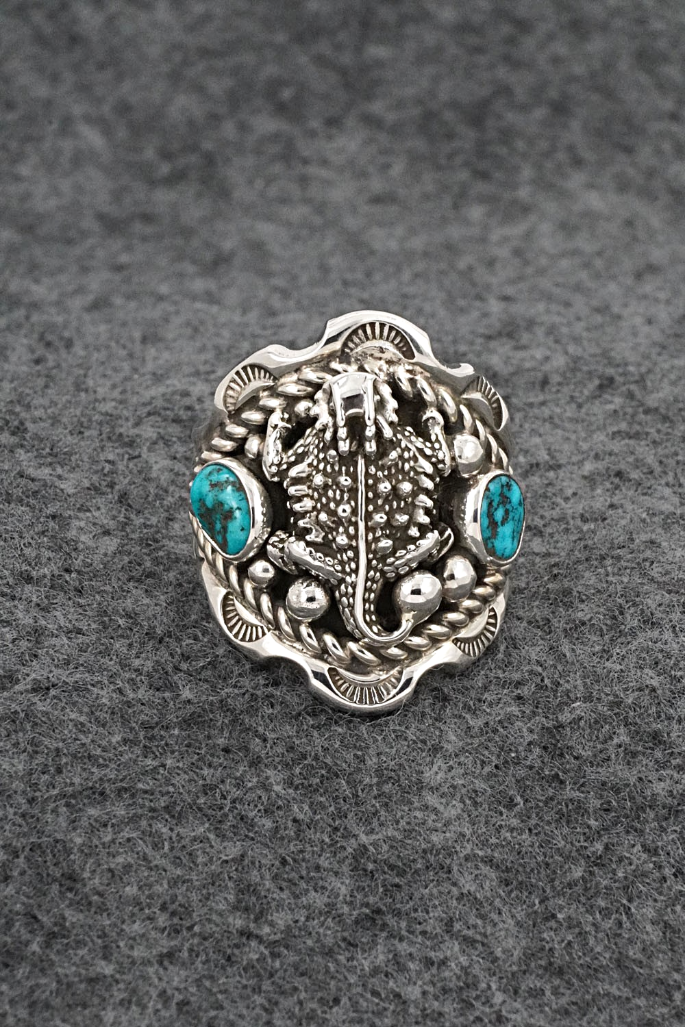 Turquoise & Sterling Silver Ring - Melvin Jones - Size 10.5