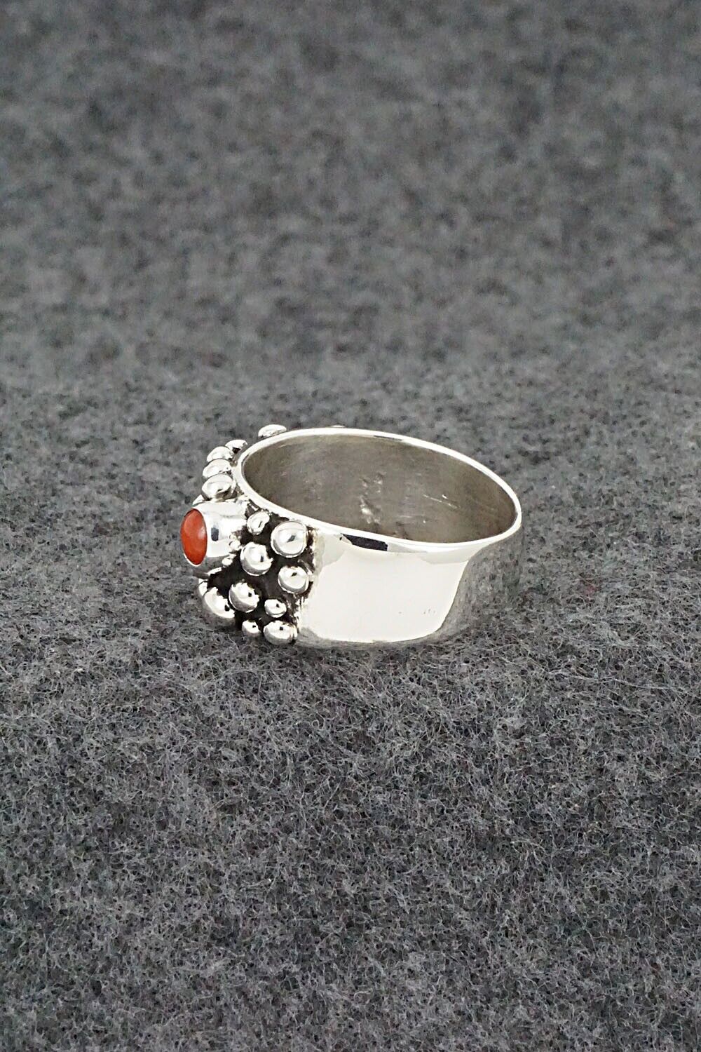 Coral & Sterling Silver Ring - Akee Douglas - Size 8.5