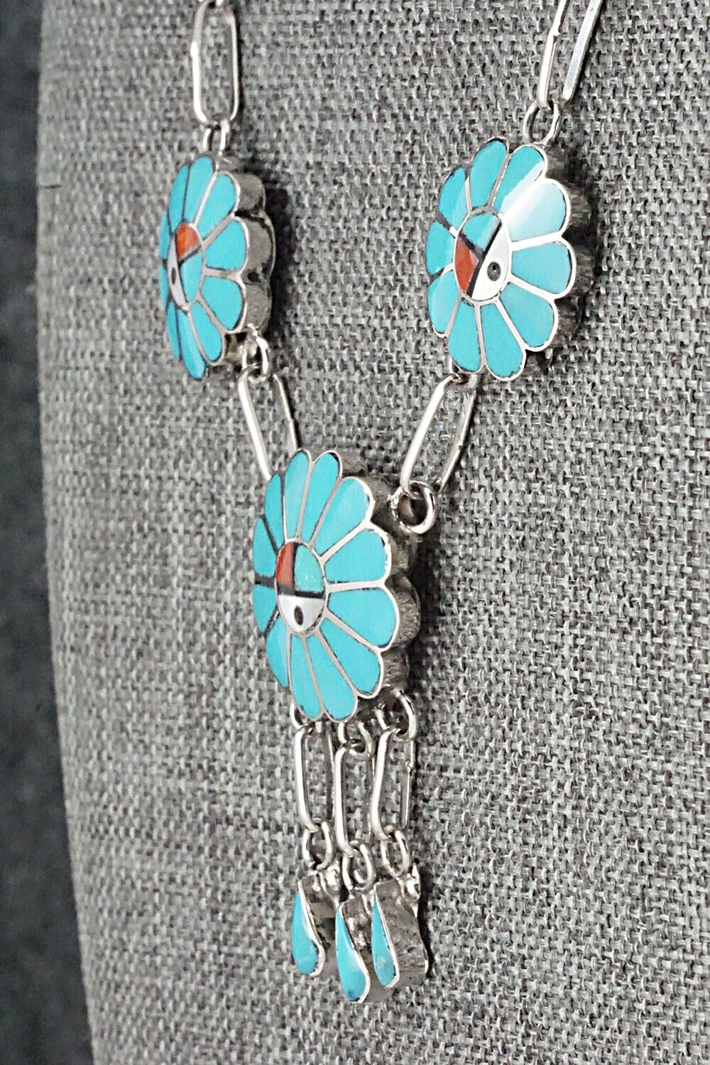 Multi Stone & Sterling Silver Inlay Necklace Set - Burdian Soseeah