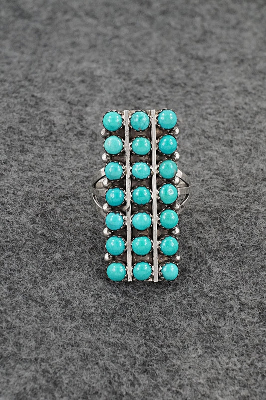 Turquoise & Sterling Silver Ring - Kenny Lonjose - Size 8.5