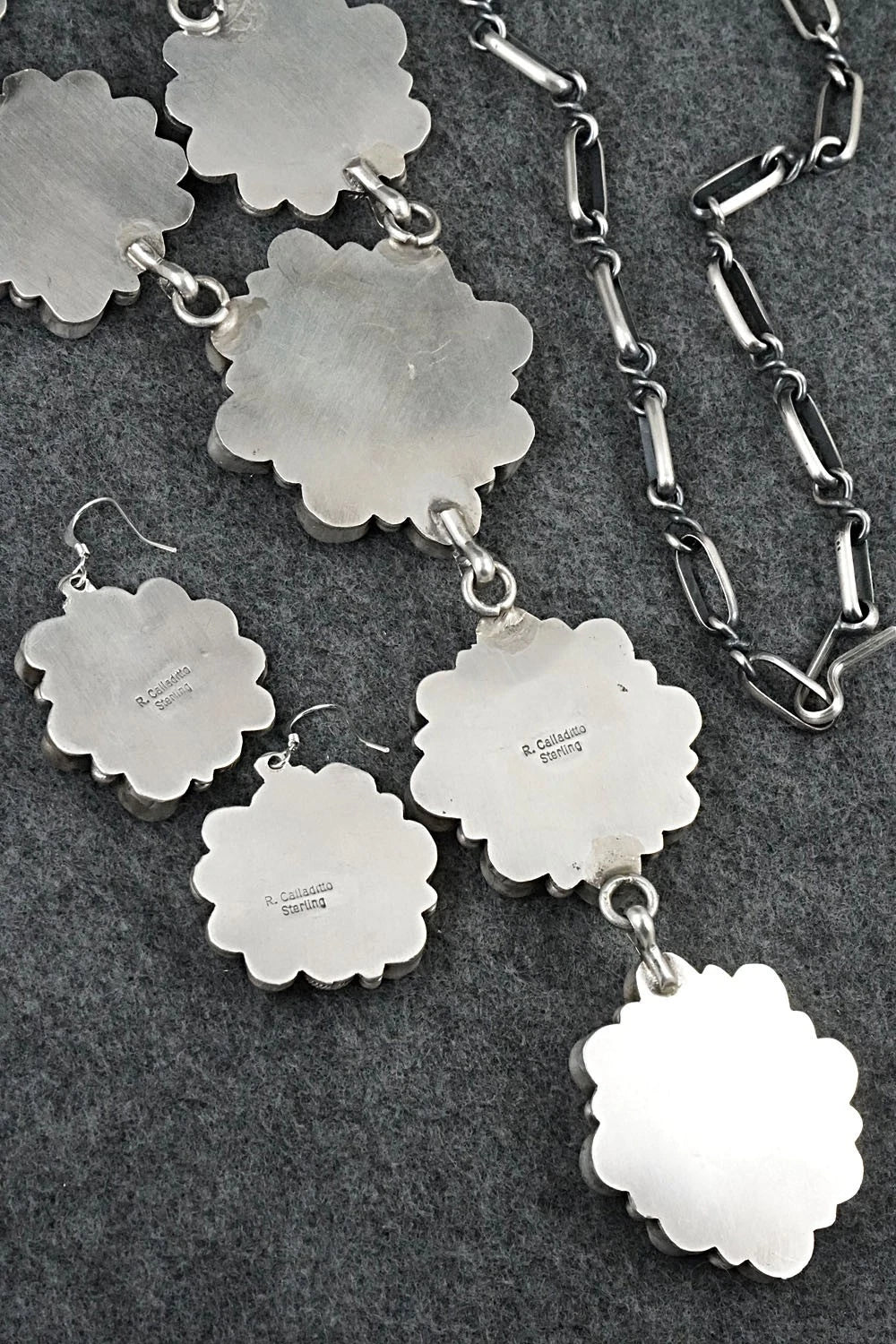 Turquoise & Sterling Silver Necklace and Earrings Set - Rosita Calladitto