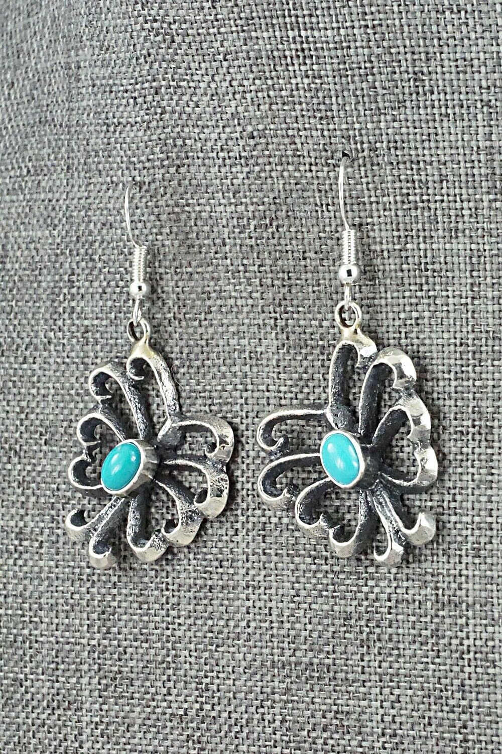 Turquoise and Sterling Silver Earrings - Mekechto Jim