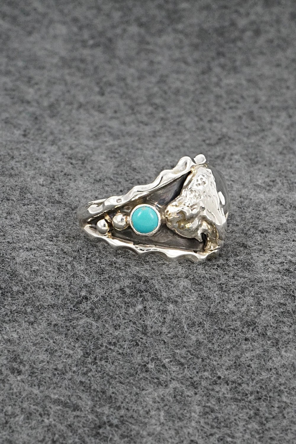 Turquoise & Sterling Silver Ring - Genevieve Francisco - Size 13
