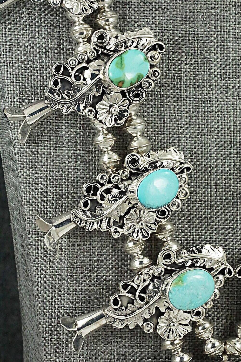 Turquoise & Sterling Silver Squash Blossom Set - Harry B. Yazzie