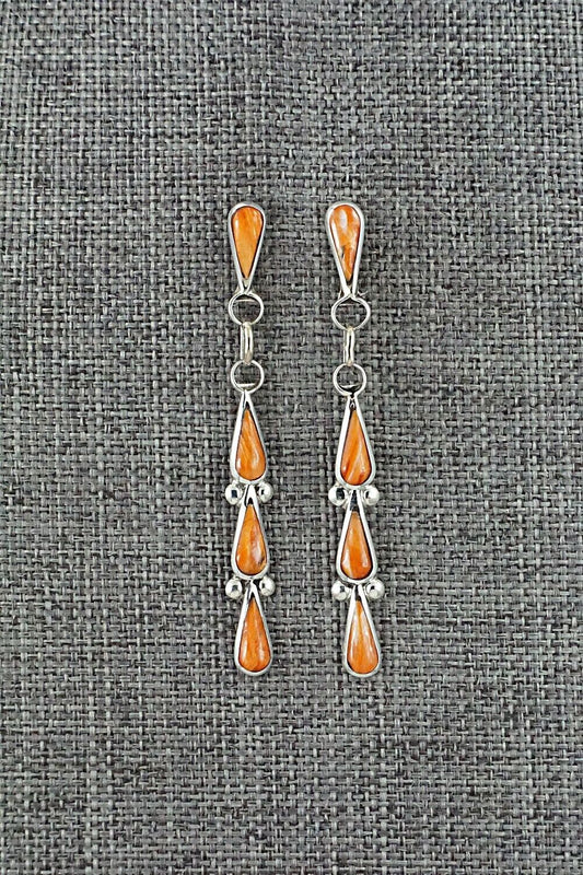 Spiny Oyster & Sterling Silver Earrings - Angela Gasper