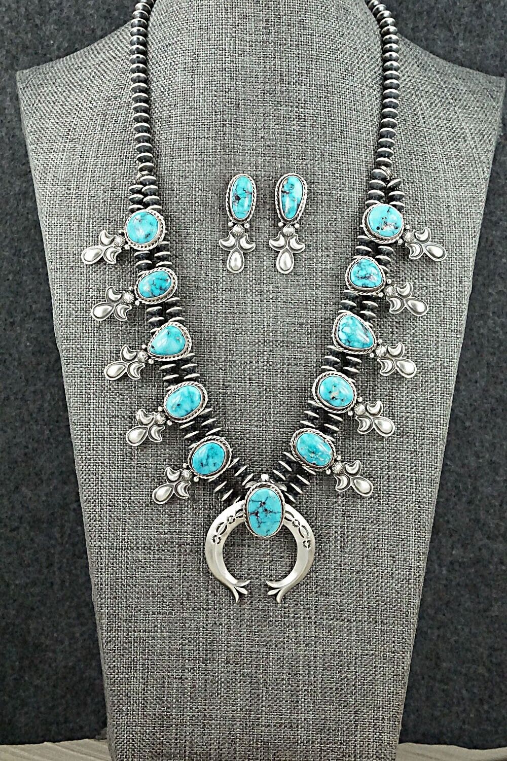 Turquoise & Sterling Silver Squash Blossom Set - Adrienne Gordon