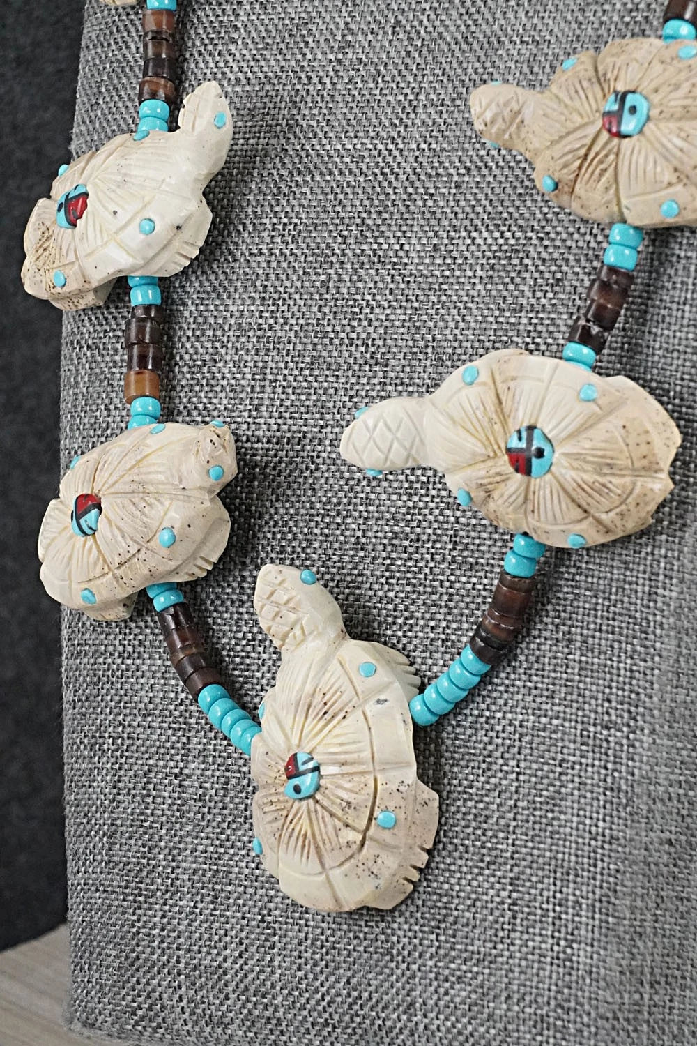 Multi-Stone Turtle Fetish & Sterling Silver Necklace Set - Dannette Laate