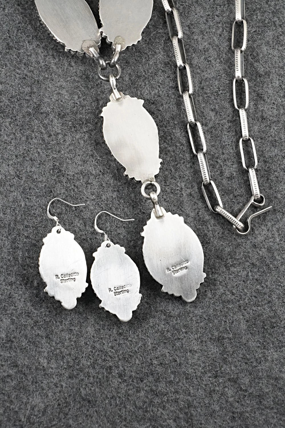 Turquoise & Sterling Silver Necklace and Earrings Set - Rosita Calladitto