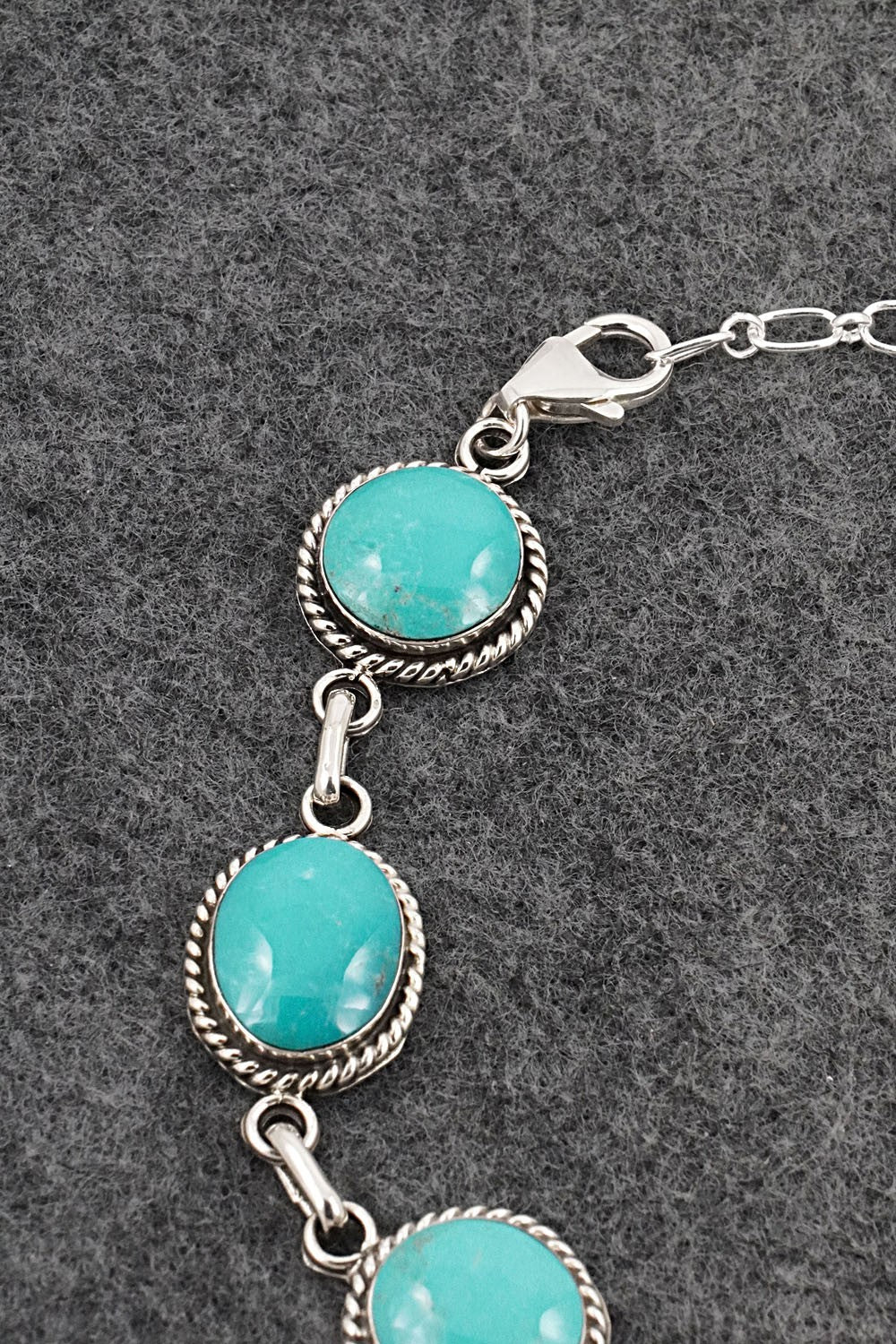 Turquoise & Sterling Silver Link Bracelet - Arlene Lewis