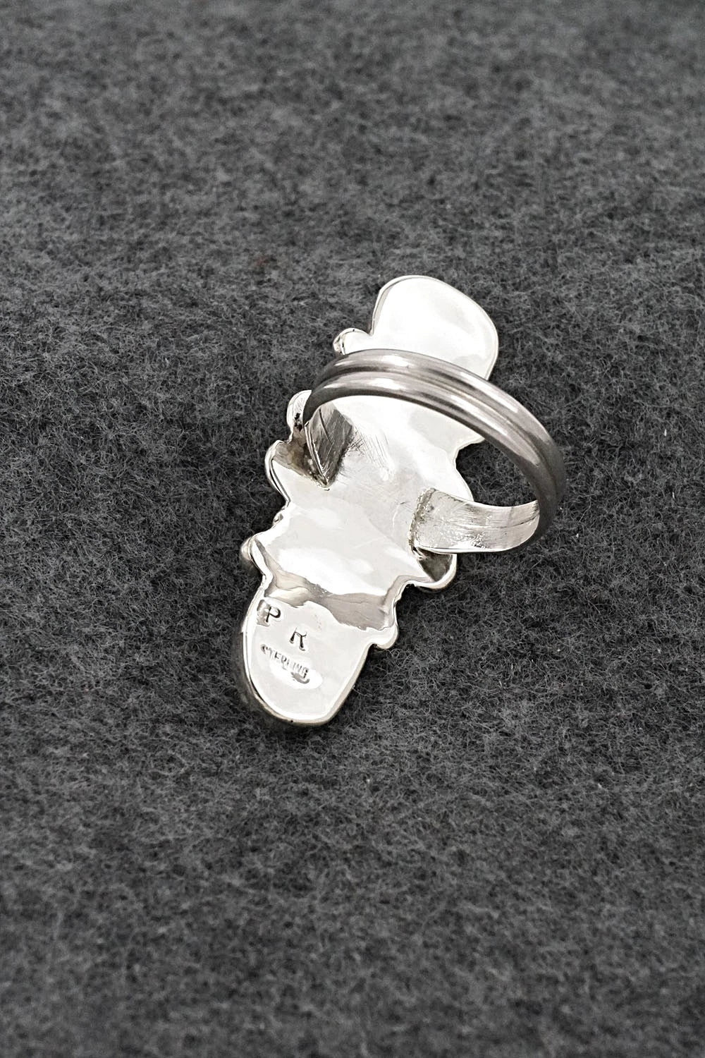 Turquoise, Spiny Oyster & Sterling Silver Ring - Priscilla Reeder - Size 8.5